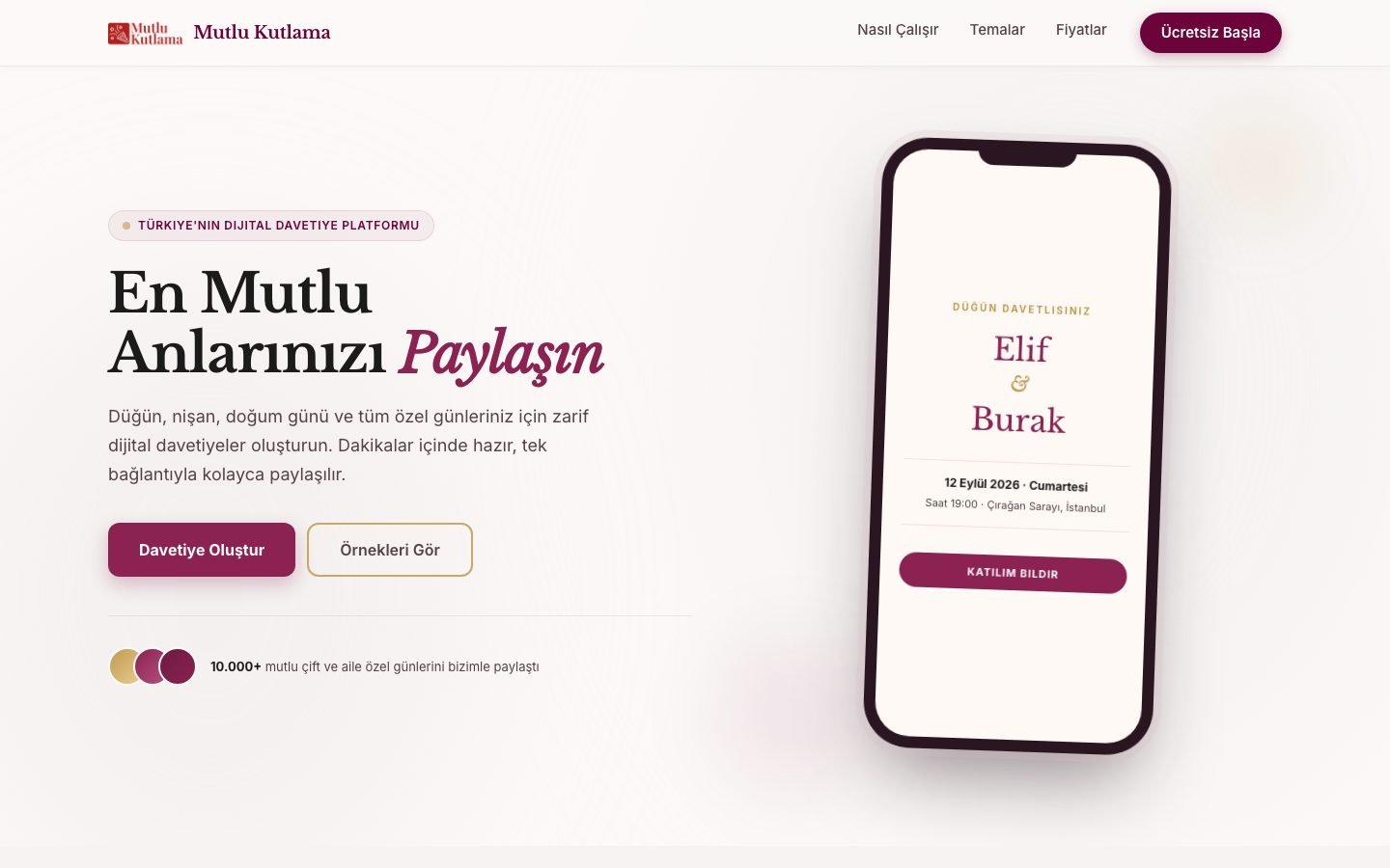Mutlu Kutlama app